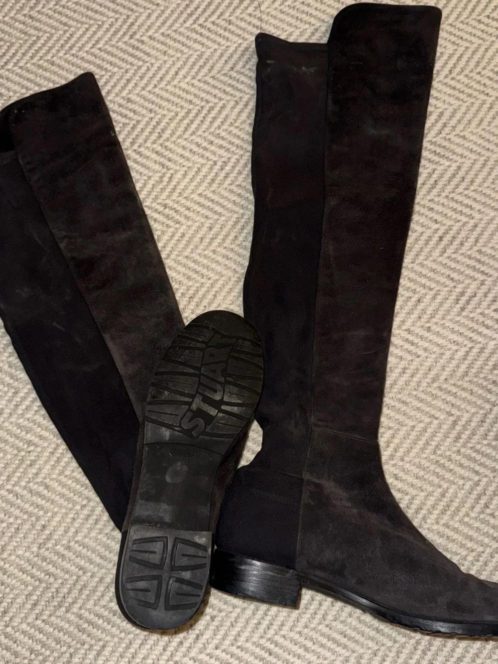 Stuart Weitzman 5050 Black Suede OTK Boot Detail
